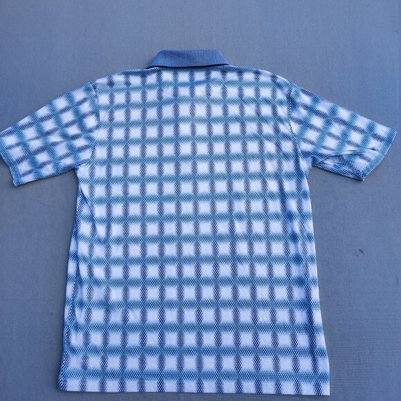 Sergio Louise Golf Polo shirt men size L blue and white colour geometric pattern - Picture 3 of 8